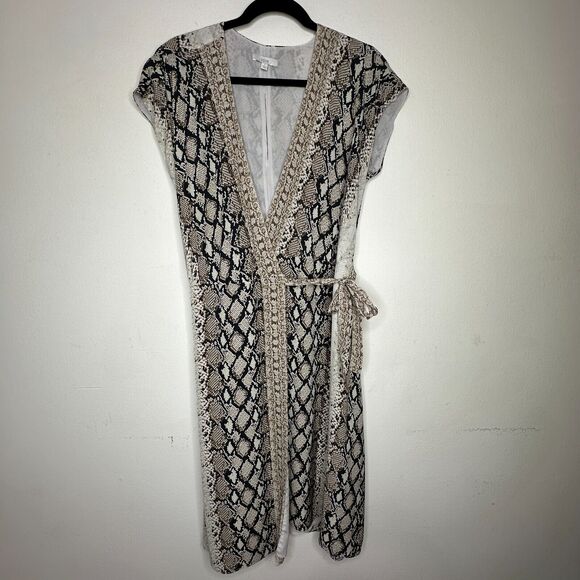 Joie Porcelain Bethwyn C Snakeskin Print Wrap Style A-Line Cap Sleeve Dress SM - Picture 16 of 16